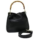 GUCCI Bamboo Shoulder Bag Leather 2way Black Auth th4752 - Gucci