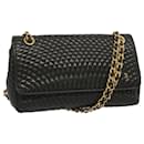 BALLY Quilted Chain Shoulder Bag Leather Black Auth yb531 - Bally