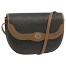 Christian Dior Honeycomb Canvas Shoulder Bag PVC Leather Black Auth bs12731