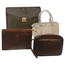CELINE Macadam Canvas Hand Bag Clutch Bag PVC 4Set Brown Beige Auth bs12454 - Céline
