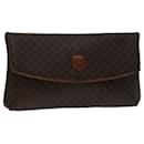 CELINE Macadam Canvas Clutch Bag PVC Brown Auth 69683 - Céline