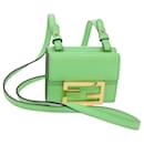 FENDI Mamma Baguette Shoulder Bag Leather Green Auth 68908A - Fendi