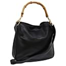 GUCCI Bamboo Shoulder Bag Leather 2way Black Auth 69380 - Gucci
