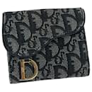 Christian Dior Trotter Canvas Saddle Wallet Navy Auth 69678