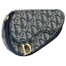 Christian Dior Trotter Canvas Saddle Pouch Navy Auth 61918