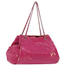Bolsa de ombro com corrente CHANEL COCO Mark patente rosa CC Auth bs12234 - Chanel