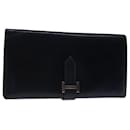 HERMES Long Wallet Leather Black Auth bs12726 - Hermès
