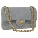CHANEL Matelasse Chain Shoulder Bag Suede Light Blue CC Auth 69060A - Chanel