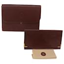 CARTIER Clutch Bag Leather 2Set Wine Red Auth bs12440 - Cartier