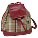 BURBERRY Nova Check Backpack Canvas Beige Red Auth 68741 - Burberry