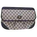GUCCI GG Canvas Clutch Bag PVC Leather Gray Navy Auth ep1131 - Gucci