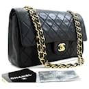 Chanel Classic lined flap 10" Chain Shoulder Bag Black Lambskin
