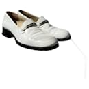 1990s DKNY White Patent Leather Loafers - Off White