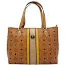 MCM Top Zip Shopper Bag Medium Shoulder Bag Stripe Handbag Logo