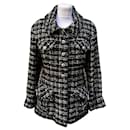 Tamanho da jaqueta Planisphere de tweed preto e branco 38 fr - Chanel