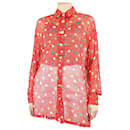 Red button-up net shirt - size UK 6 - Versace