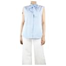 Blue sleeveless neck-tie striped shirt - size UK 12 - Autre Marque