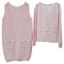 CHANEL 2014 Pink Cotton Dress Cardigan Suit Set - Chanel