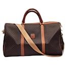 Celine Brown Canvas Leather Duffel Travel Boston Bag - Céline