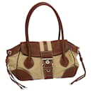 PRADA Shoulder Bag Nylon Leather Beige Brown Auth fm3273 - Prada