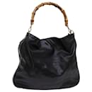GUCCI Bamboo Hand Bag Leather Black 001 1577 Auth ar11554 - Gucci