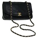 CHANEL Diana Matelasse Chain Shoulder Bag Lamb Skin Black CC Auth 69061A - Chanel