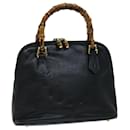 GUCCI Bamboo Hand Bag Leather Black 000 2058 0290 Auth ep3750 - Gucci