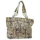 CHANEL Bysy Line Bolso tote Lona Beige CC Auth 69058 - Chanel