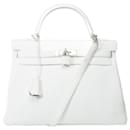 Bolso de hermes kelly 32 en cuero blanco - 101814 - Hermès