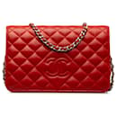 Chanel Red Diamond CC Lambskin Wallet on Chain