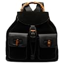 Gucci Black Bamboo Suede Backpack
