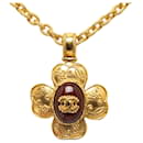 Chanel Gold CC Clover Pendant Necklace