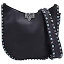 Valentino Garavani Rockstud Small Flip-Lock Bag in Black Calfskin Leather