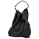 Burberry Drawstring Bag in Black Leather
