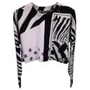Felpa cropped con stampa zebrata Dolce & Gabbana in cotone bianco e nero