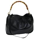 GUCCI Bamboo Shoulder Bag Leather 2way Black 001 1577 auth 67686 - Gucci