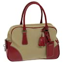 PRADA Hand Bag Canvas Beige Red Auth ep3816 - Prada
