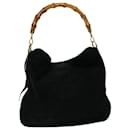 GUCCI Bamboo Shoulder Bag Suede Outlet Black 001 8577 auth 69636 - Gucci