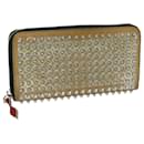 Christian Louboutin Studs Long Wallet Leather Beige Auth am5859