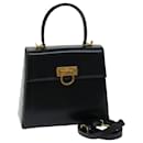 Salvatore Ferragamo Gancini Hand Bag Leather 2way Black Auth 68811