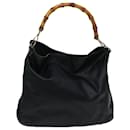 GUCCI Bamboo Shoulder Bag Leather Black Auth bs12938 - Gucci