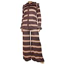Brown striped frill cardigan and trousers set - size L - Autre Marque