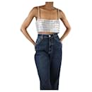 Silver crystal-embellished crop top - size S - Autre Marque