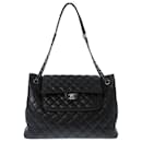 Chanel Black Quilted Lambskin Front Flap Pocket Tote