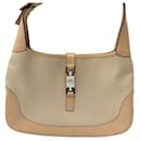 GUCCI JACKIE HANDBAG 001.3306 IN CANVAS AND BEIGE LEATHER LEATHER CANVAS BAG - Gucci