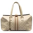 Gucci Guccissima Web Treasure Boston Bag Reisetasche aus Leder 150335 in guter Kondition