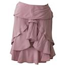 Yves Saint Laurent Dusty Pink 100% Silk Above Knee Length Layered Skirt XS
