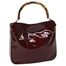 GUCCI Bamboo Hand Bag Patent leather Red 001 2113 1638 Auth ti1577 - Gucci