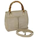 GUCCI Bamboo Hand Bag Suede 2way Beige Auth ep3780 - Gucci