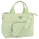 Prada Hand Bag Nylon 2way Light Green Auth 68918A